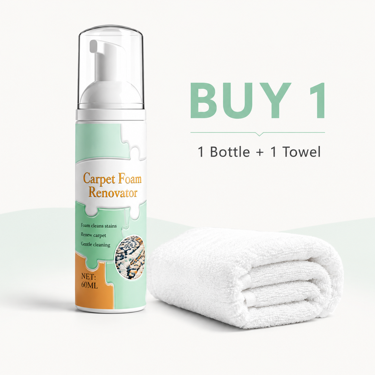 Waterless Carpet Foam Stain Remover with Towel