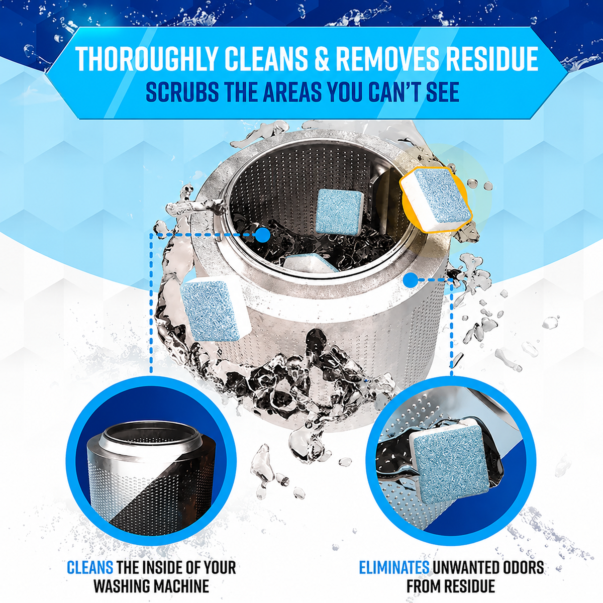 Powerful Washer Deep Cleaner Tablets – Eliminate Hidden Bacteria & Bad Smells Fast