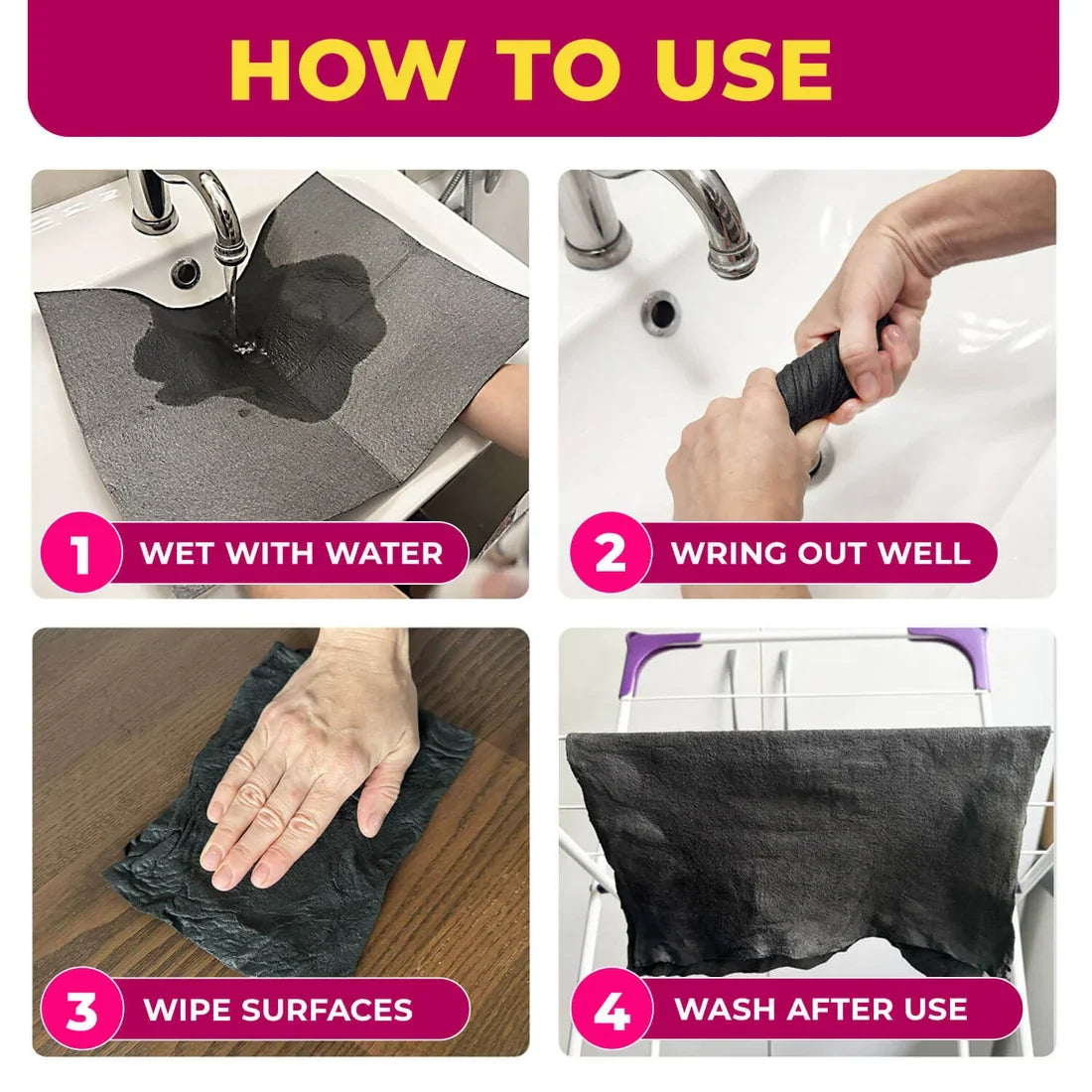 Magic Cleaning Cloths – Streak-Free Cleaning with Just Water | Reusable 5-Pack